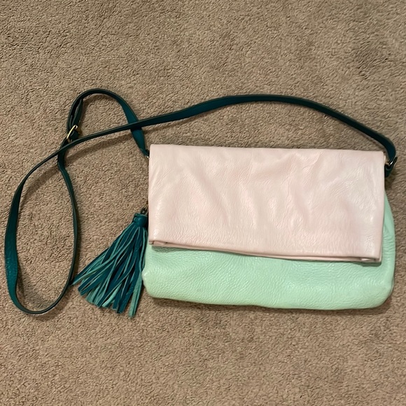 J. Crew Leather Pastel Flap Crossbody Bag - Picture 1 of 11